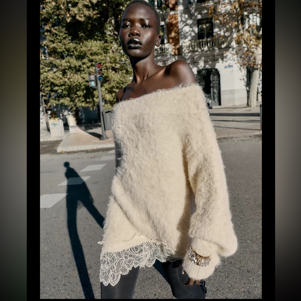 Zara combination lace knit jumper
